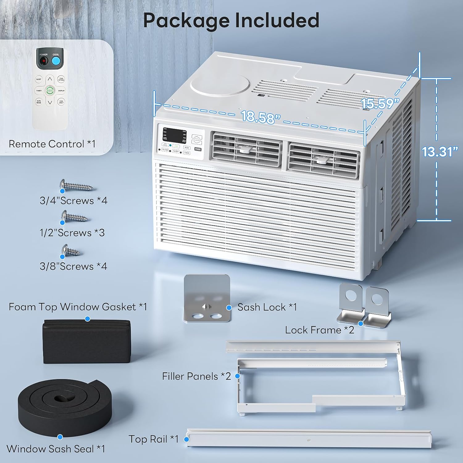ZAFRO 8,000 BTU Window Air Conditioner Cools Up to 350 Sq.Ft.,Window AC Units with 7 Modes&4 Speeds,Quiet Operation,Energy Saving with Remote,Easy Installation for Bedroom,Small Rooms,White[2026New]