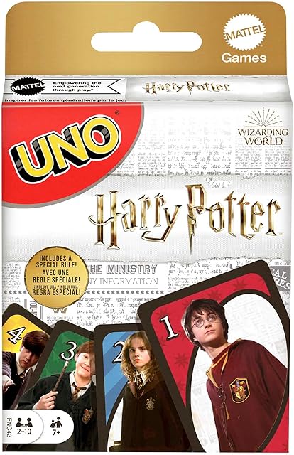 UNO Harry Potter Card Game, Movie-Themed Collectors Deck of 112 Cards with Hogwarts Character Images, Gift for Fans Ages 7 Years+, FNC42