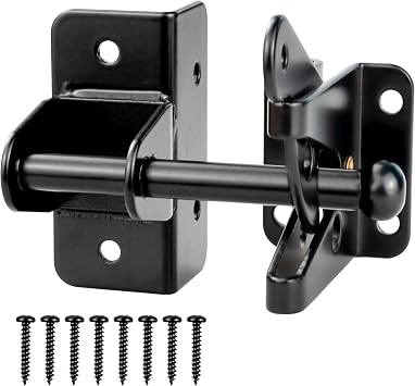 Heavy Duty Automatic Gate Latch for Wooden Fences,Self Locking Metal Gates,Outswinging Pool,Garden,Black Small