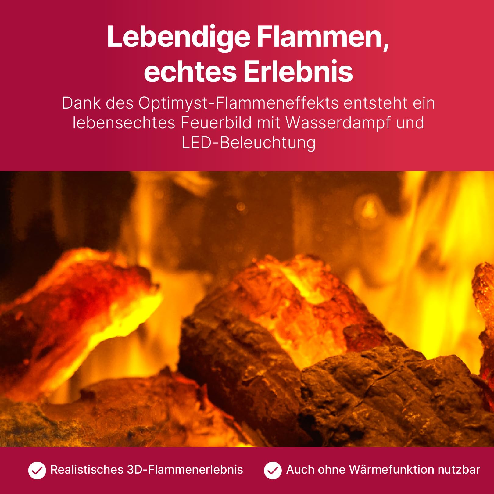 Dimplex Elektrokamin Evandale - Elektrokamin mit Heizung und Kaminfeuer - 1000W / 2000W - Wasserdampf Kamin - LED Optimyst 3D Flammeneffekt - Inklusive Fernbedienung - Black