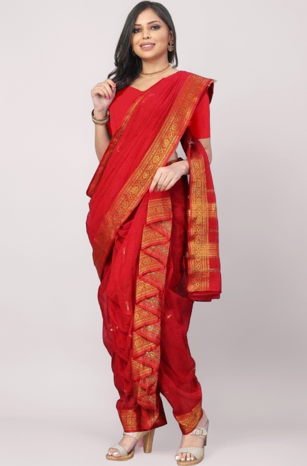 Women's Woven Cotton Saree Without Blouse Piece