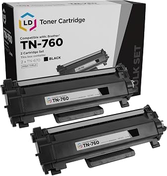 LD Products Compatible Toner Replacement for Brother TN760 Black, 2-Pk