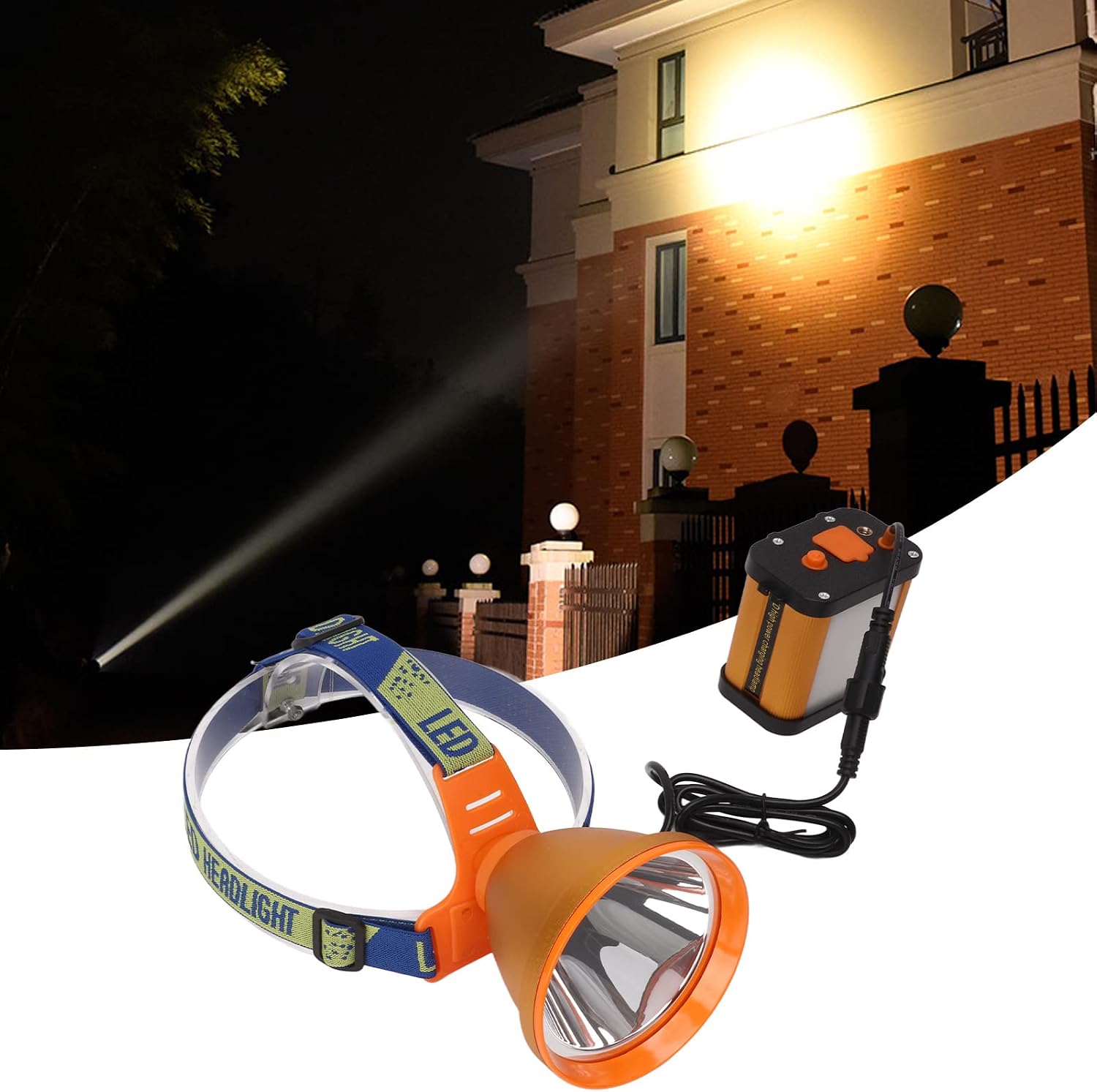 Miner Headlight Super Bright Adjustable Angle LED Headlamp with 6400mAh Lithium Battery US Plug 100V‑240V