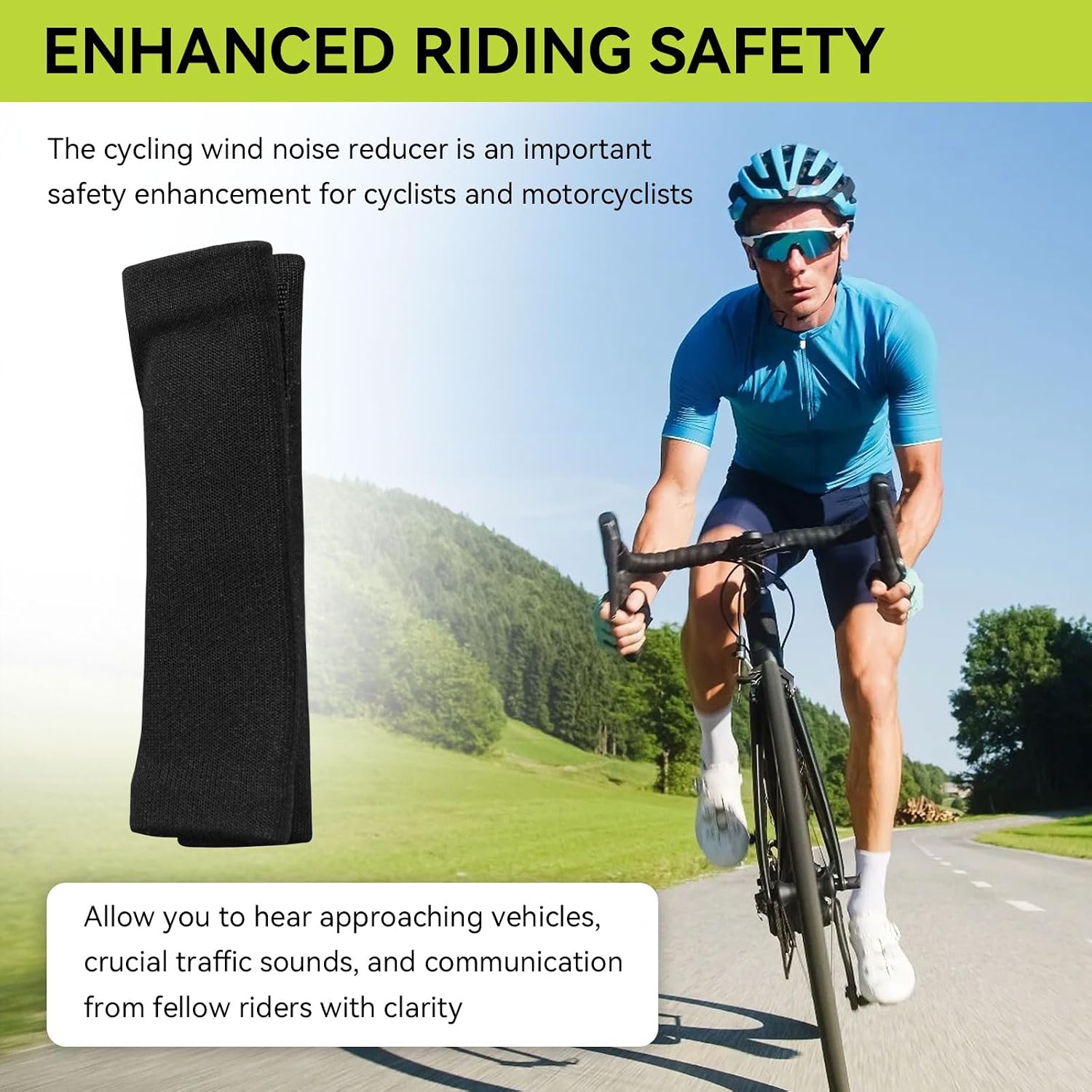 Cycling Wind Noise Blocker for Bike Helmet, Wind Noise Reducer Helmet Attachment, Wind Noise Reduction Accessories for Biking, Cycling Ear Wind Protection, 2 PCS
