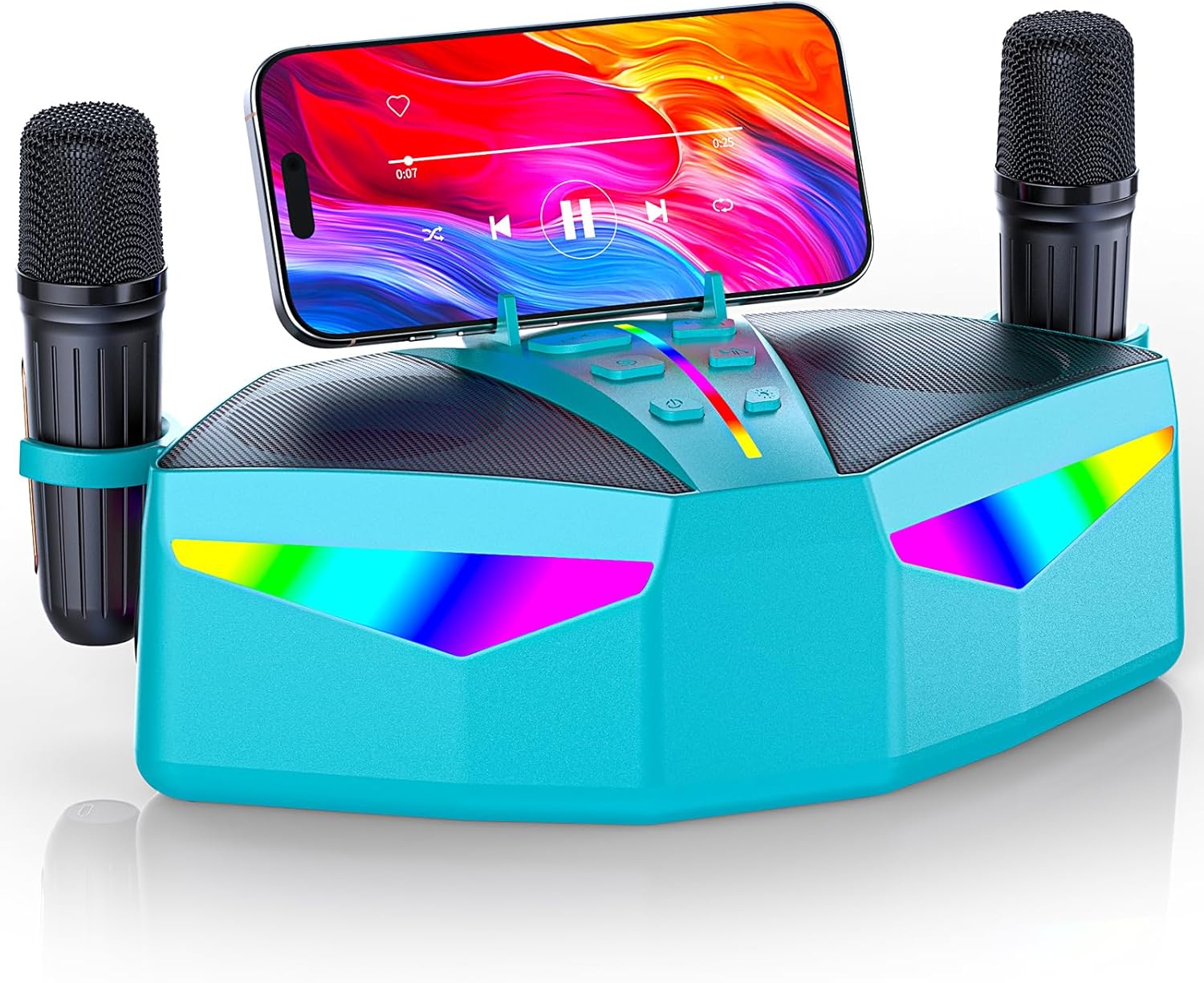 Karaoke Machine,Real 35W Portable Speaker,8H Long Time, 2Rechargeable Wireless Microphones,LED,Karaoke Machine for Adults & Kids,BT/FM/USB/TF/AUX,for Home Party/Outdoors(CHJ161-BrightBlue)