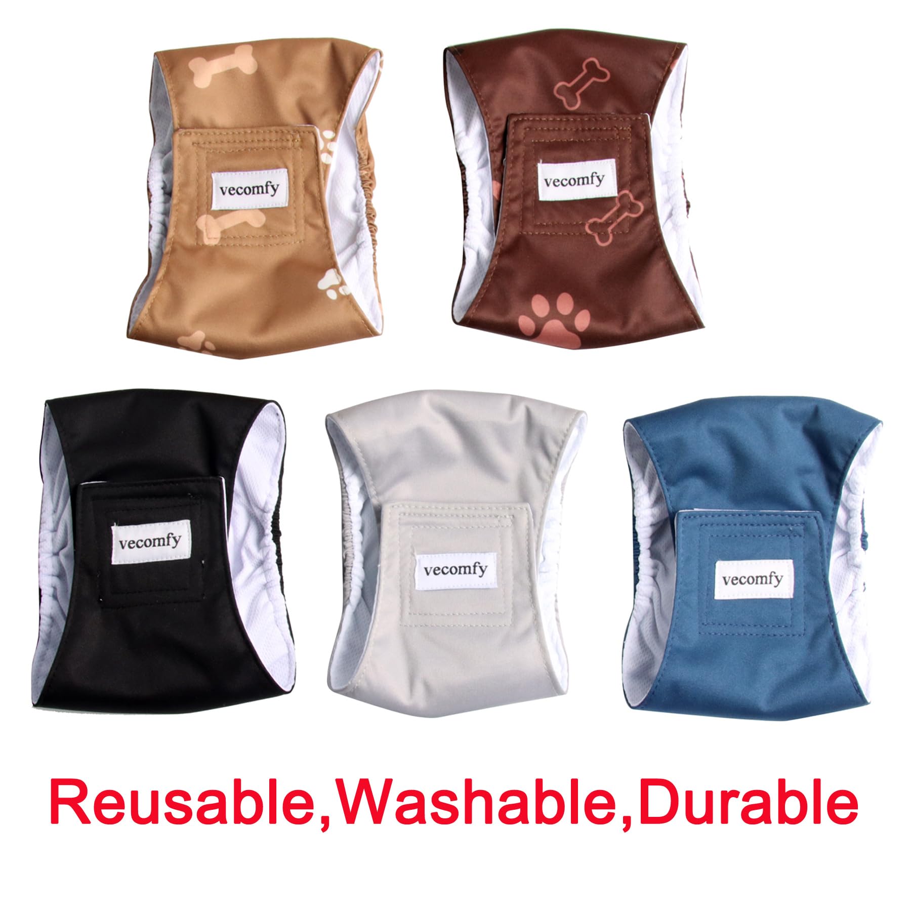 Belly Bands for Male Dogs(5 Pack),Washable Reusable Medium Dog