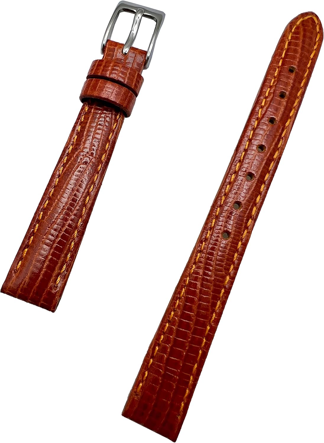 NewLife 12mm Bronze/Honey Brown Genuine Leather Watchband | Teju Lizard Grain Lightly Padded Replacement Watchstrap that brings to Any Watch (Womens Standard Length)