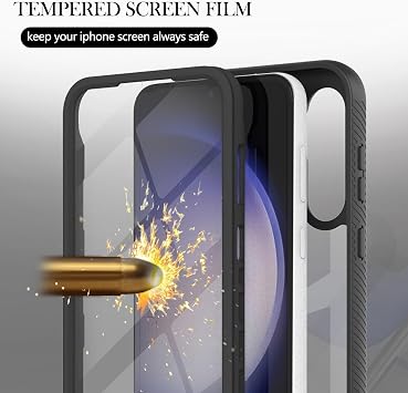 Sawiqpd for Samsung Galaxy S23 FE Case and Screen Protector, Black