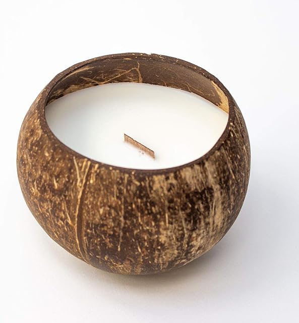 Coconut Bowl Candle  Toasted Coconut Scented - Soy Wax - Hand Poured - 100% Biodegradable