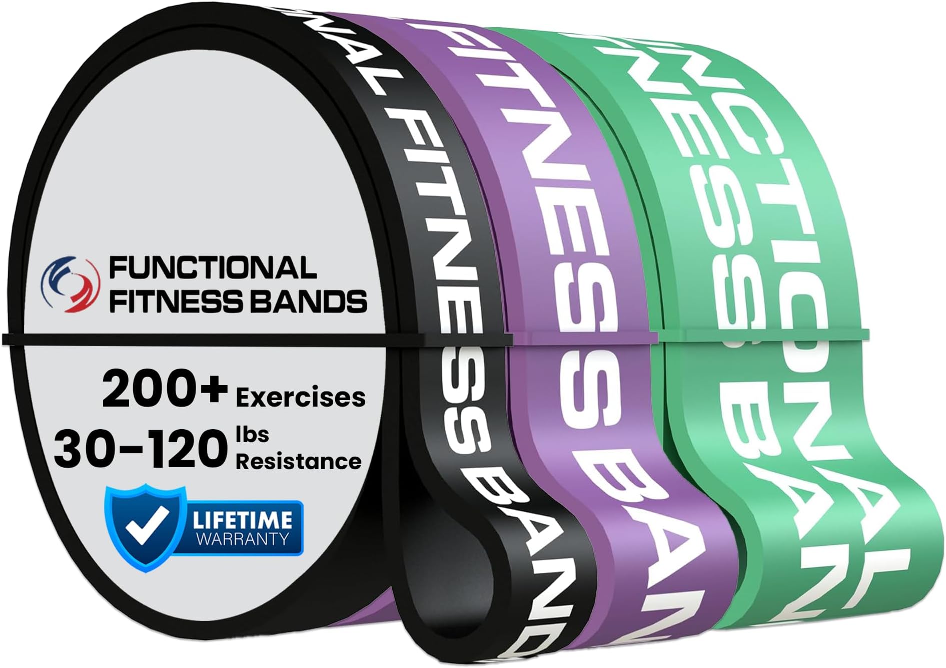 Rubberbanditz Pull Up Assist Bands Set of 3 by Functional Fitness. Heavy Duty Resistance and Assistance Training Bands