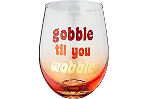 Gobble Til You Wobble Gradient Orange Wine Glass