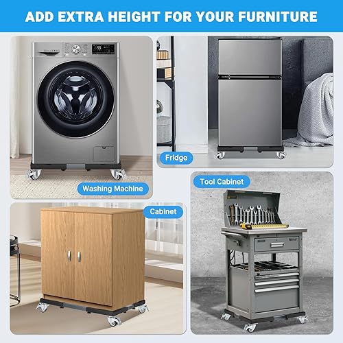 Miniatura 4 de Nefish Carrito de muebles mejorado para lavadora con ruedas, resistente de 21 a 28 pulgadas, rodillo para electrodomésticos de acero inoxidable de