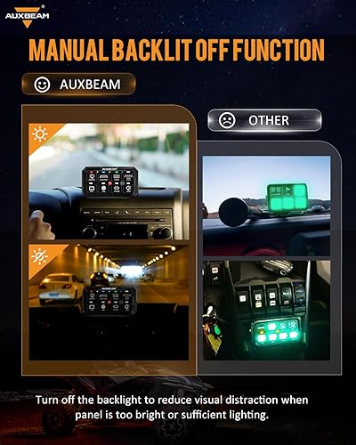 Miniatura 5 de Auxbeam Panel de interruptor RGB de 8 bandas de 5.3 pulgadas RB80 XL con retroiluminación apagada Interruptor pulsado momentáneo Pod para camión,
