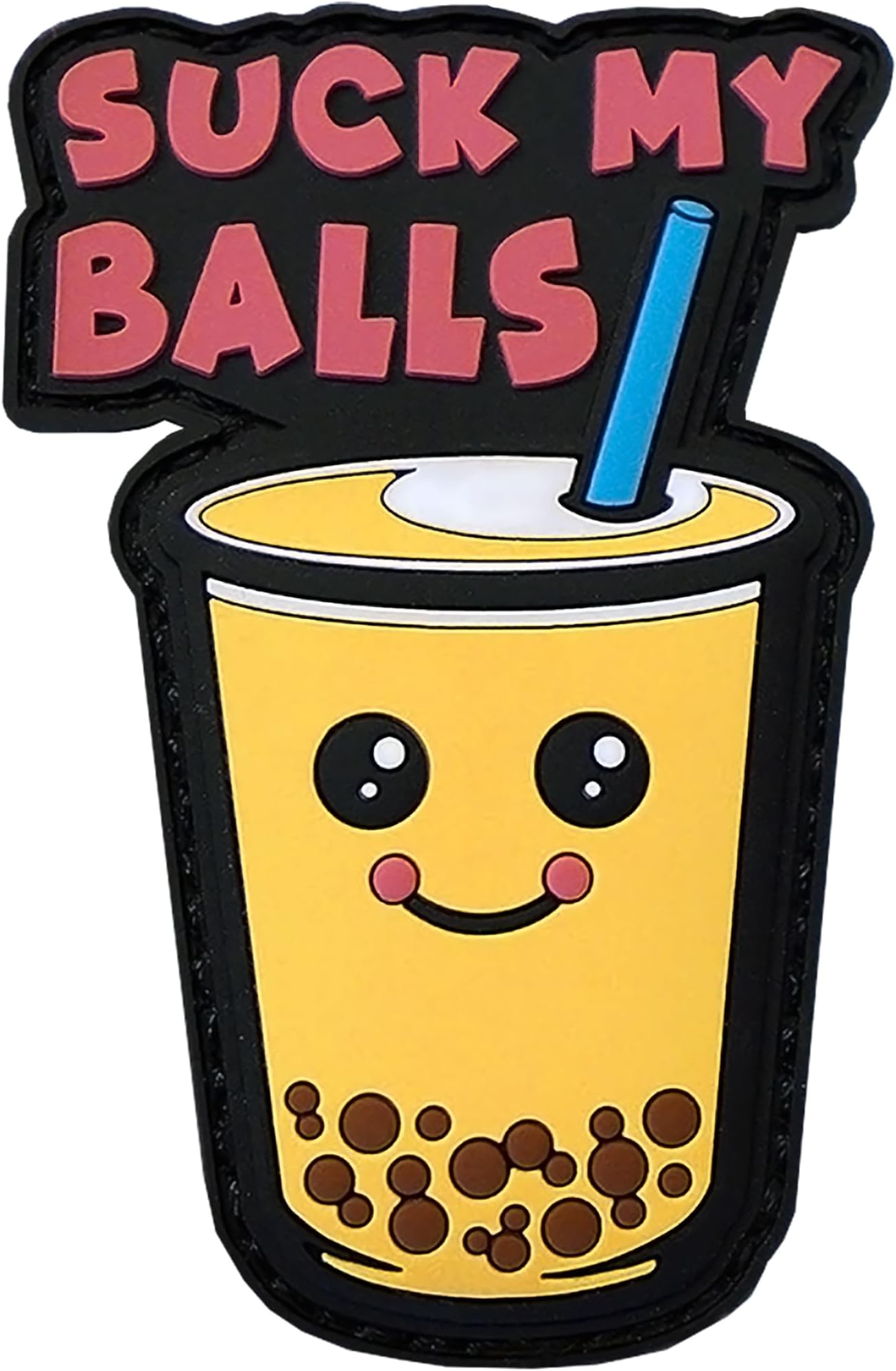 Suck My Balls - The Bubble Tea PVC Morale Patch - Funny Morale, Tactical, Military Patch, Anime Patch - Military Patches - Perfect for Your Tactical Military Army Gear, Backpack, Cap, Vest