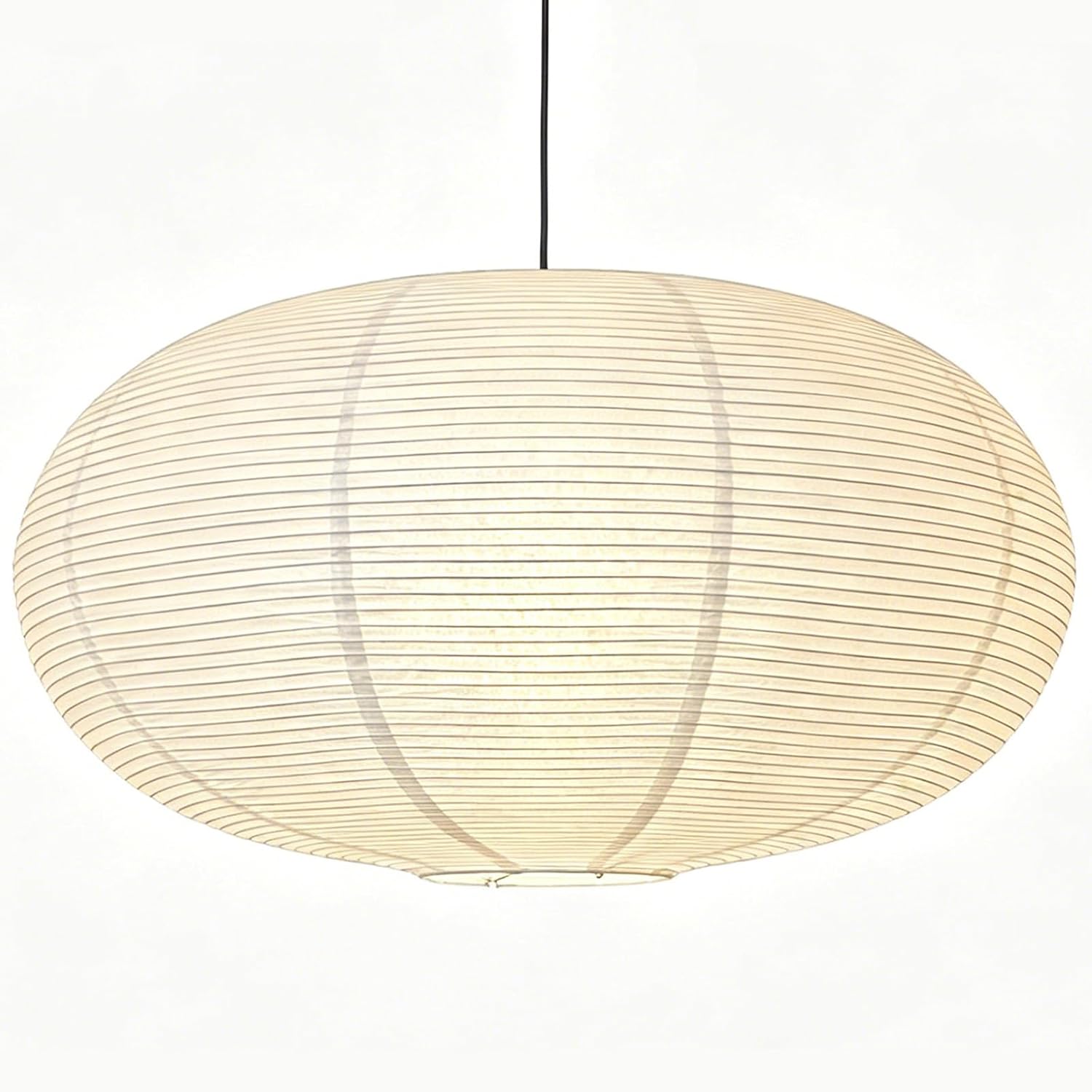 23.6'' Oval Boho Paper Lanterns for Great Room,Clip On Ceiling Light Cover | Light and Foldable, airy aesthetic,Natural Pendant Light Shade for Dining Area Living Room Hallway Bedroom Home Decor