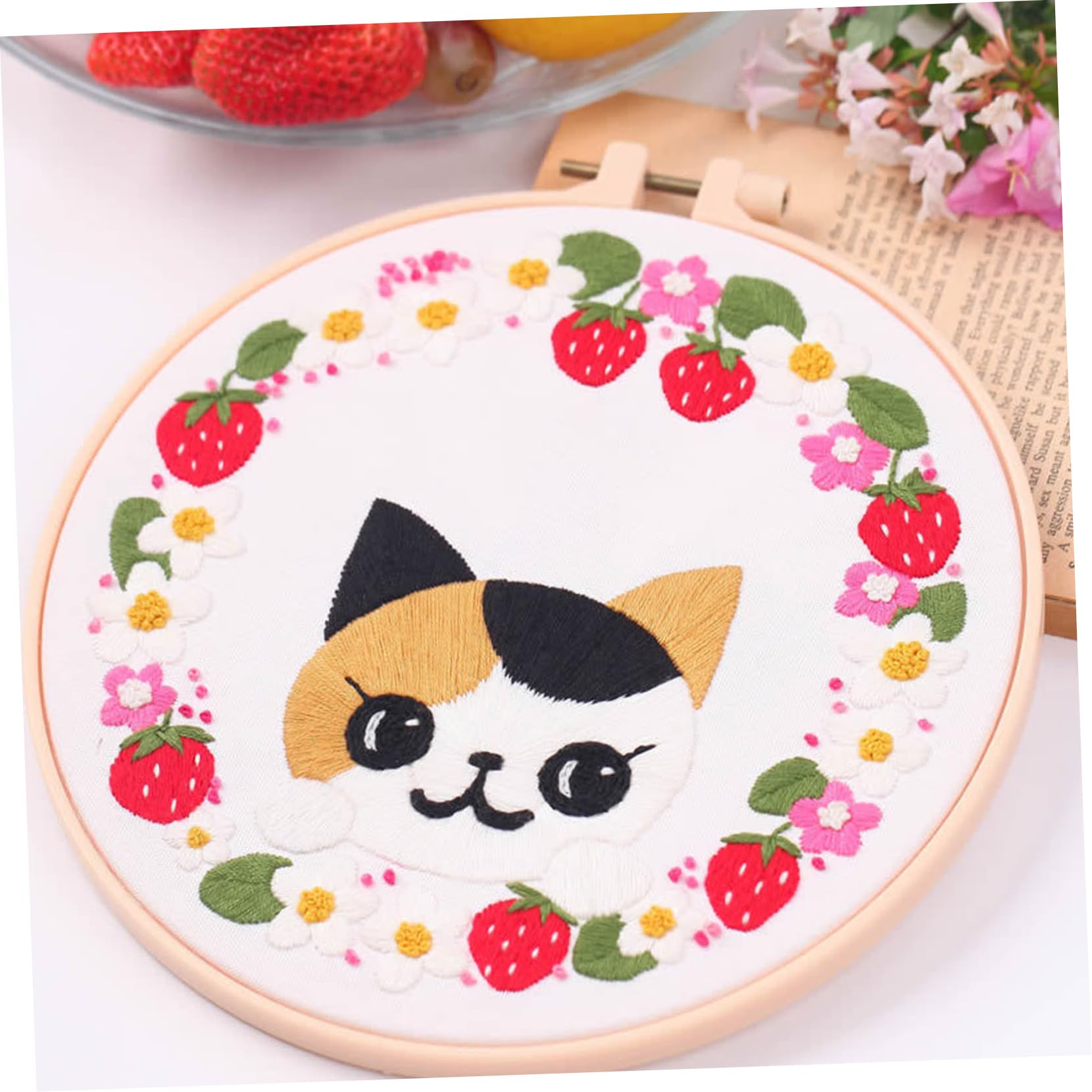 SEWACC 3juegos Kit De Bordado De Gato Cartoon Para Principiantes Incluye Material De Bordado Patrones De Gato Para Manualidades y Decoración Del Hogar