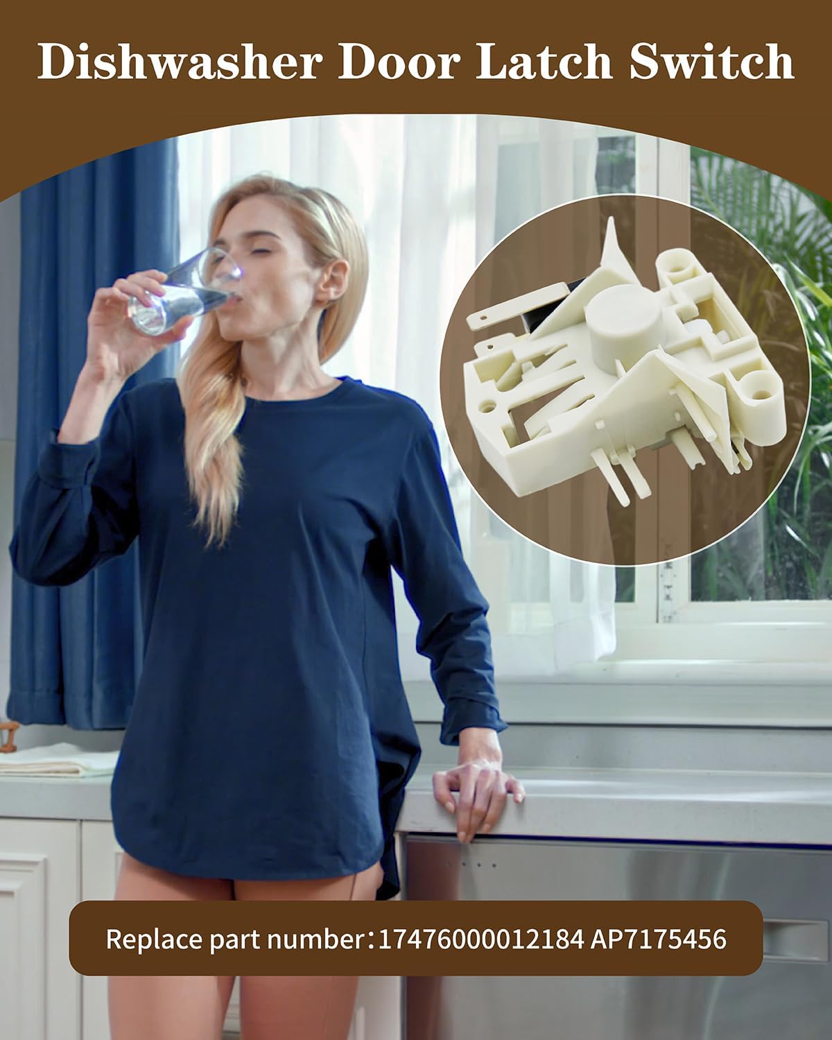 17476000012184 Dishwasher Door Latch Switch Fit for Midea INSIGNIA Replaces AP7175456