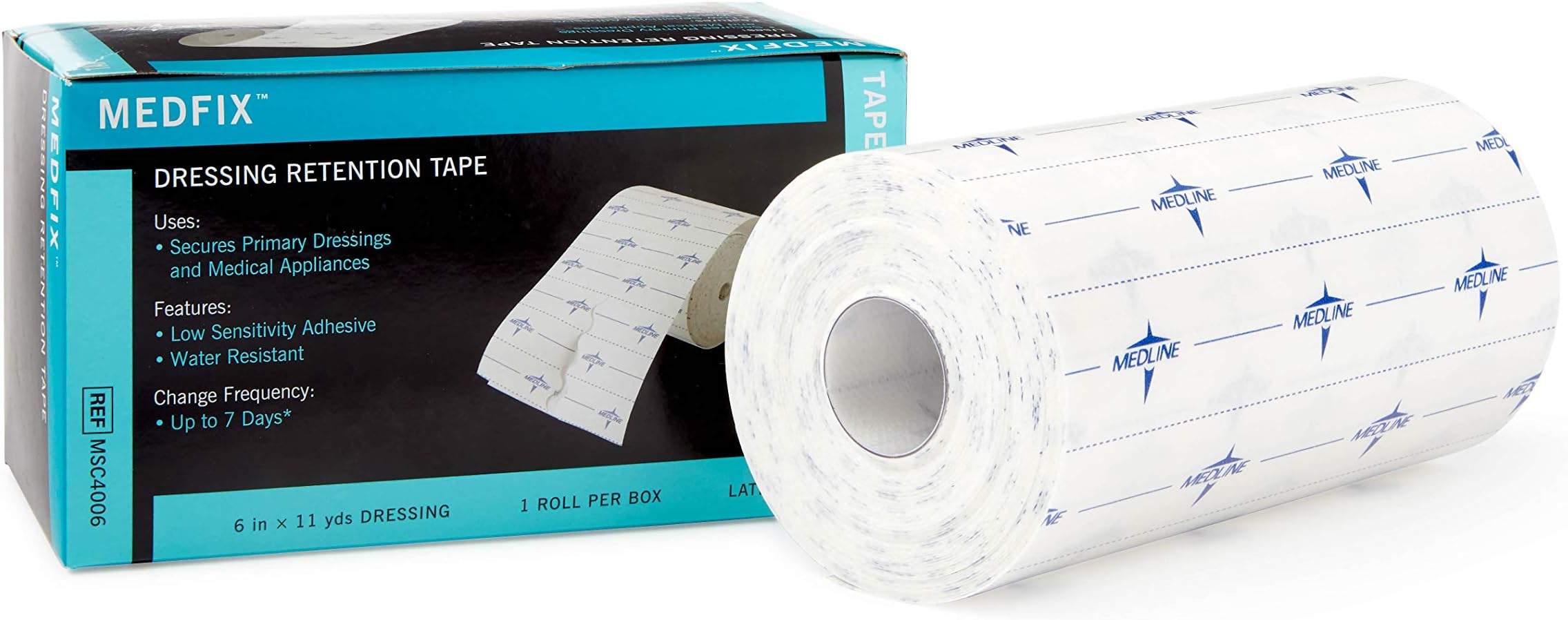 Medline MedFix Dressing Retention Tape with S-Release Liner, Secures Primary Dressings and Medical Appliances, 6" x 11 yd