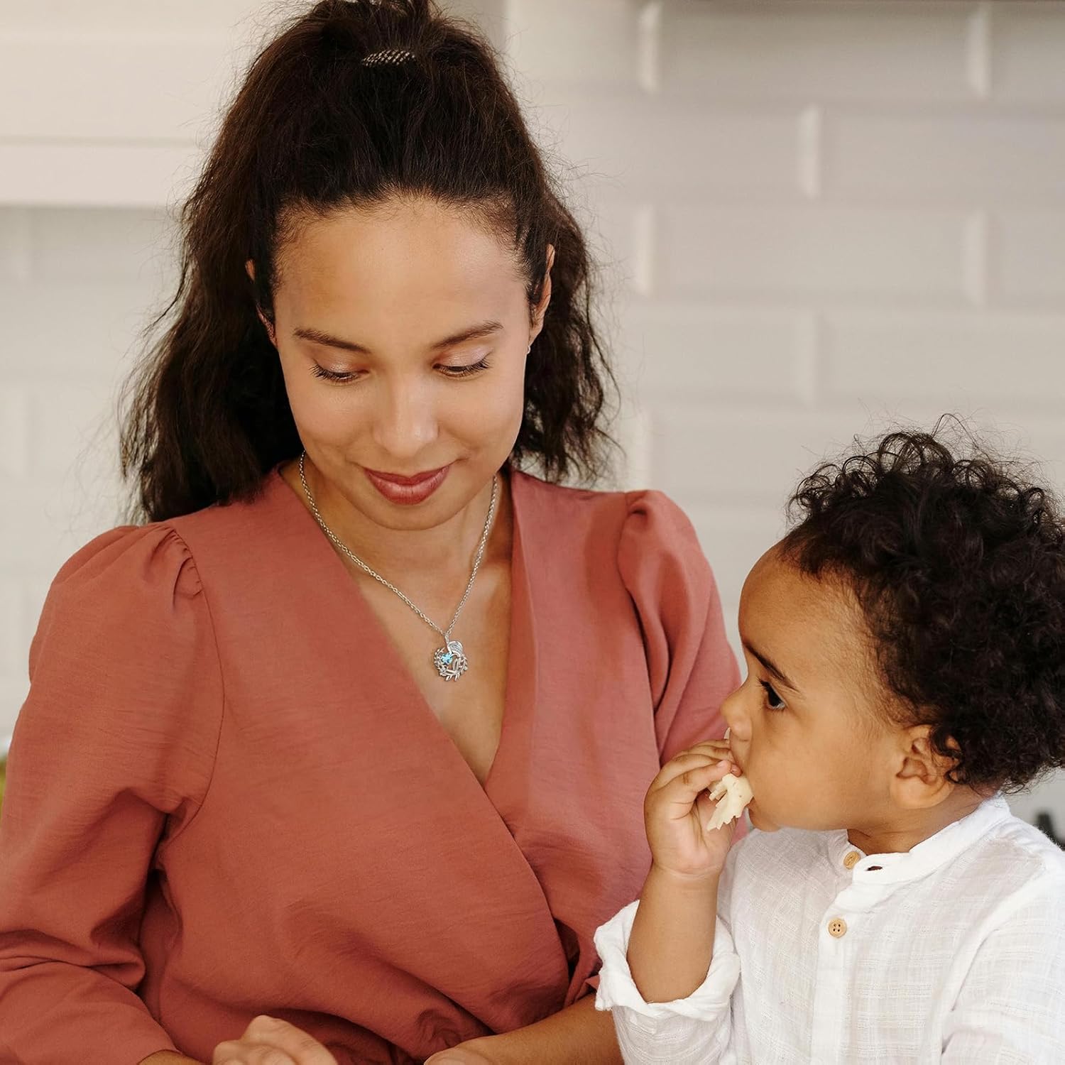 FANCIME Birthstone Mother Heart Necklace - Tree of Life Pendant I Love You Mom Jewelry Gift for Mom, Grandmother, Wife, 16"+2" Chain, Symbol of Love & Eternal Bond - Image 4