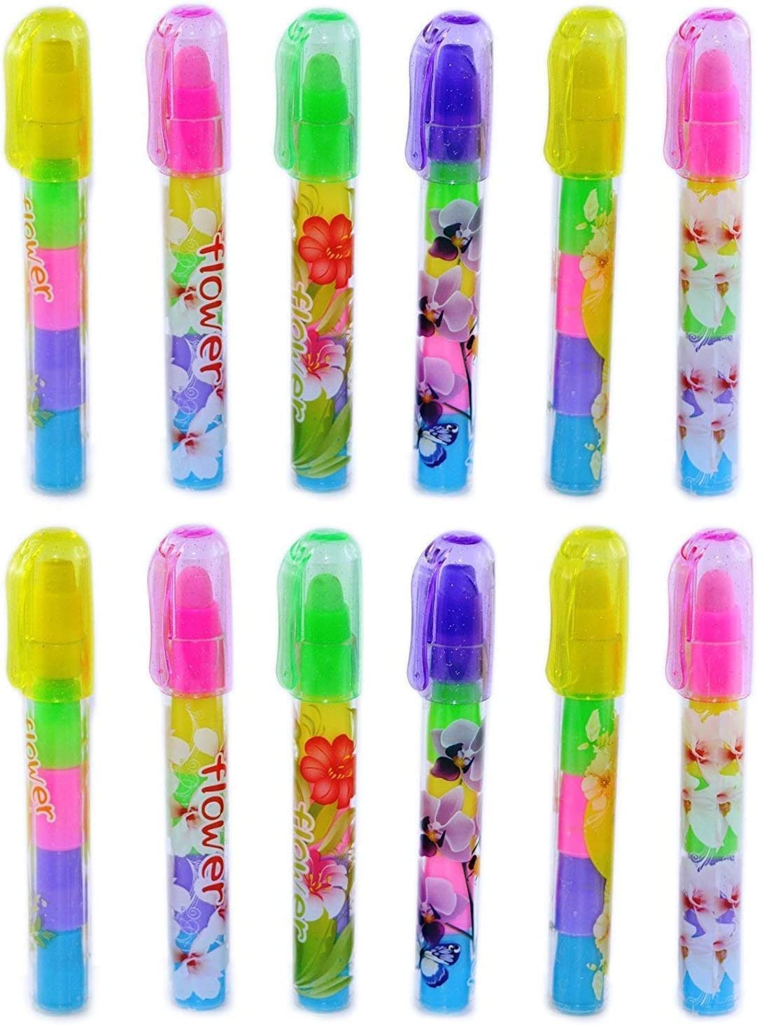 AK Store (Pack of 12) Cartoon Printed Stacking Pen Type Non-Toxic Erasers Goody Bag Fillers for Kids, School Birthday Return Gift (12)