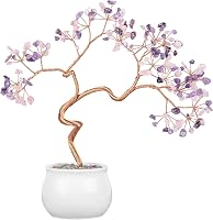 mookaitedecor Kristály Pénzfa Kerámia Alappal - 8-9,5" Ametiszt és Rózsakvarc Bonsai Feng Shui Dekoráció Otthonra, Irodába

AI: I've created 1