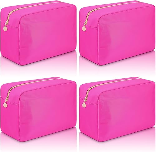 Hushee Bolsa de maquillaje de nailon, bolsa de aseo de viaje, bolsa grande para cosméticos, impermeable, con cremallera, bolsa organizadora de