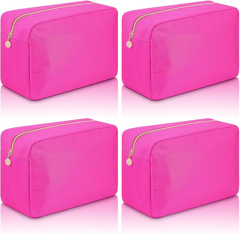 Hushee Kit com 4 Necessaires de Nylon para Cosméticos, Hot Pink