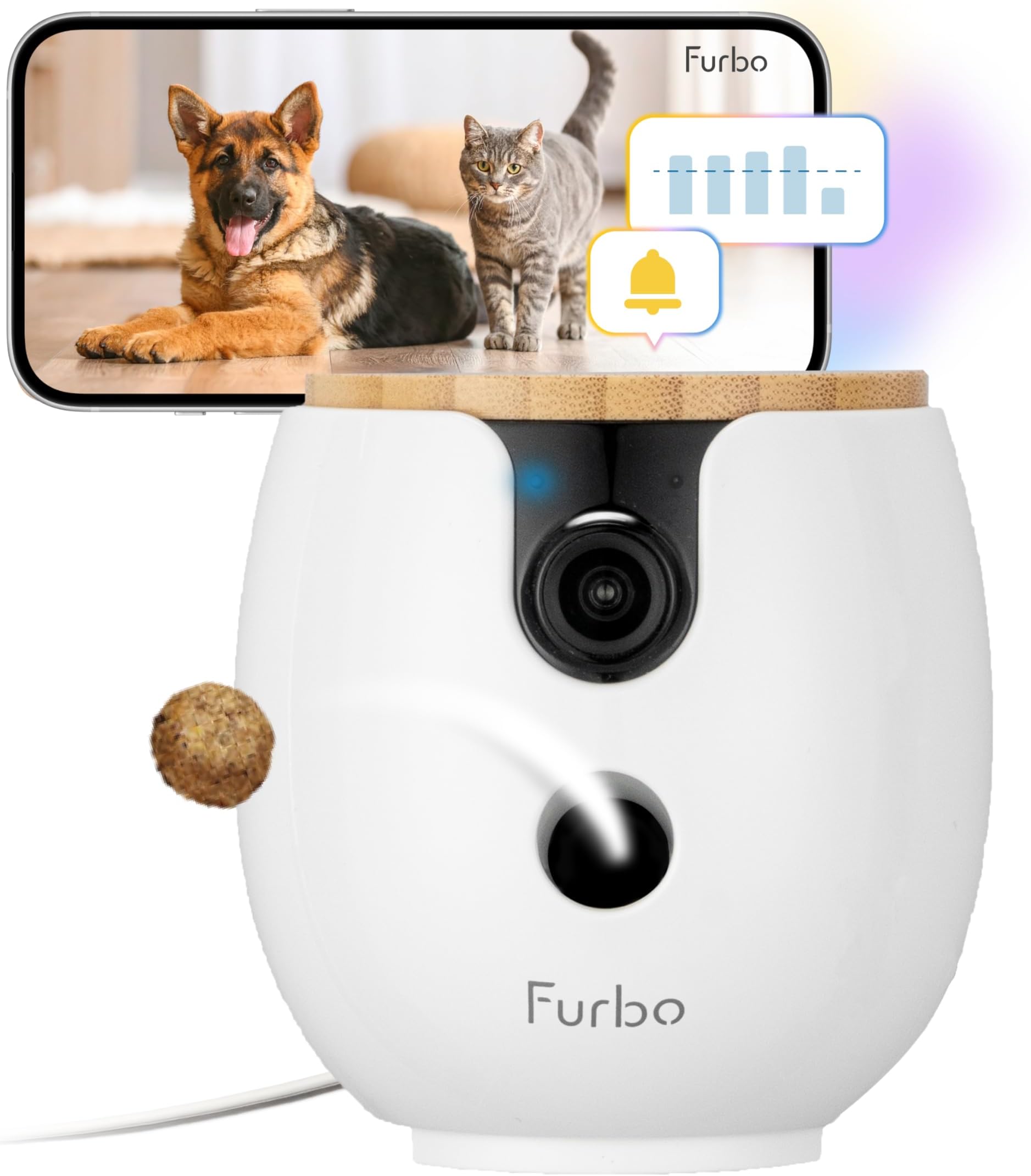 Furbo Mini 360° Pet Camera [SUBSCRIPTION PURCHASE REQUIRED] – Smart Pet Camera & Treat Dispenser, 1080p HD, 2-Way Audio & Night Vision, Home Security, Dog & Cat Monitor (3-Month Commitment to Unlock)