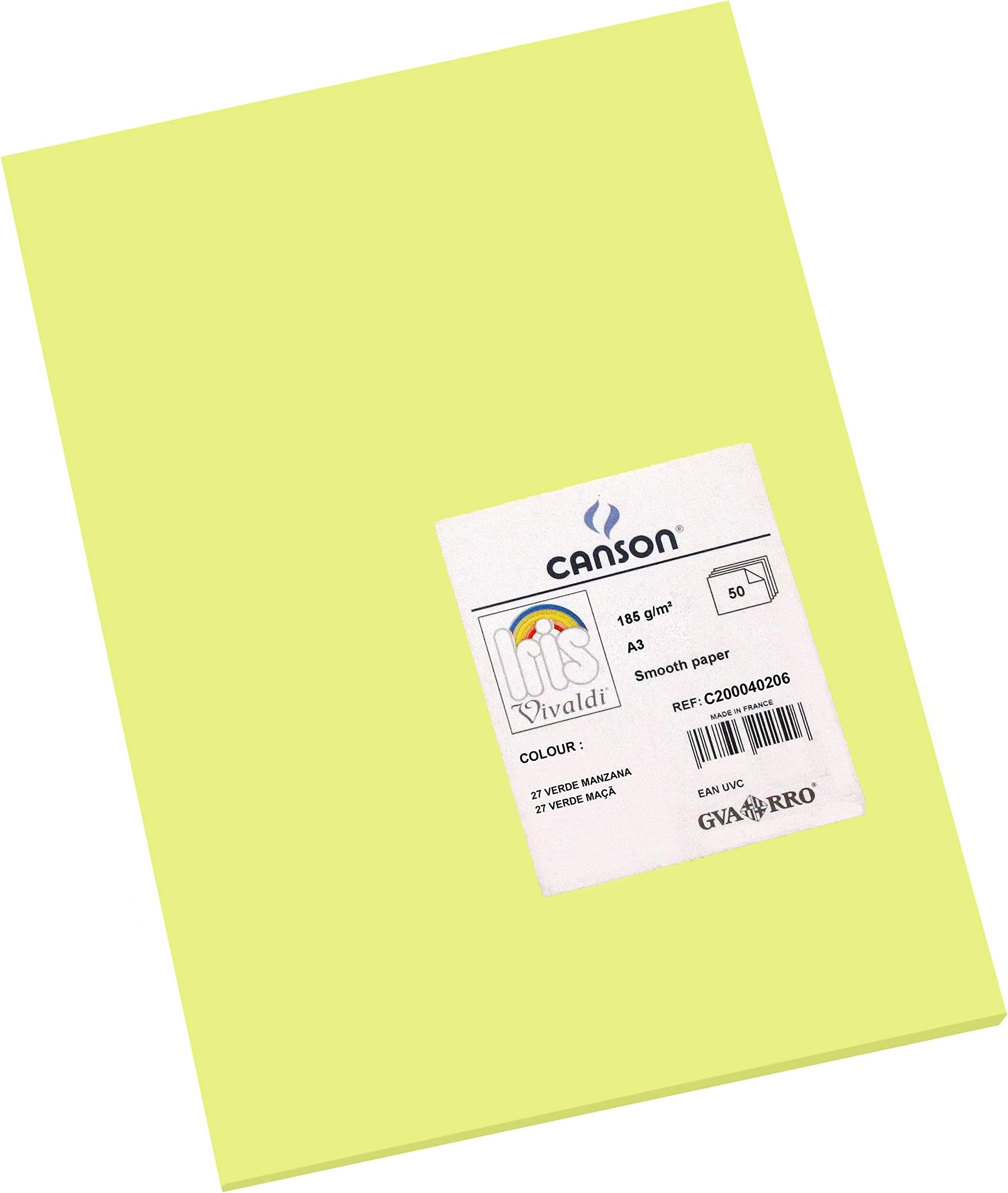 Canson Iris Vivaldi A4 240 GSM Smooth Colour Paper - Straw Yellow (Pack of 50 Sheets)