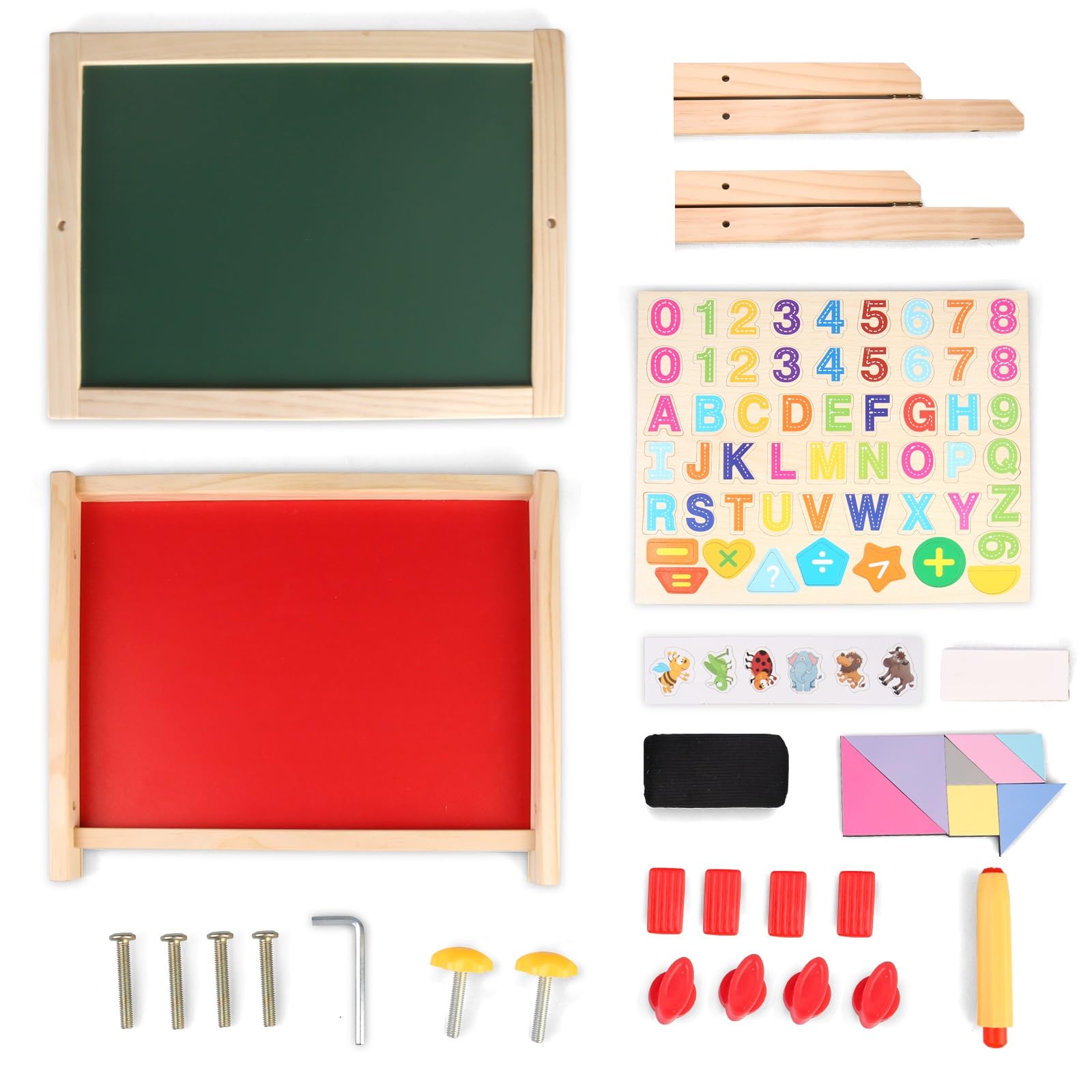 Lavagna magnetica da tavolo in legno per bambini con lettere numeri e altri accessori per ragazzi e ragazze dai 3 ai 4 5 6 7 8 anni
