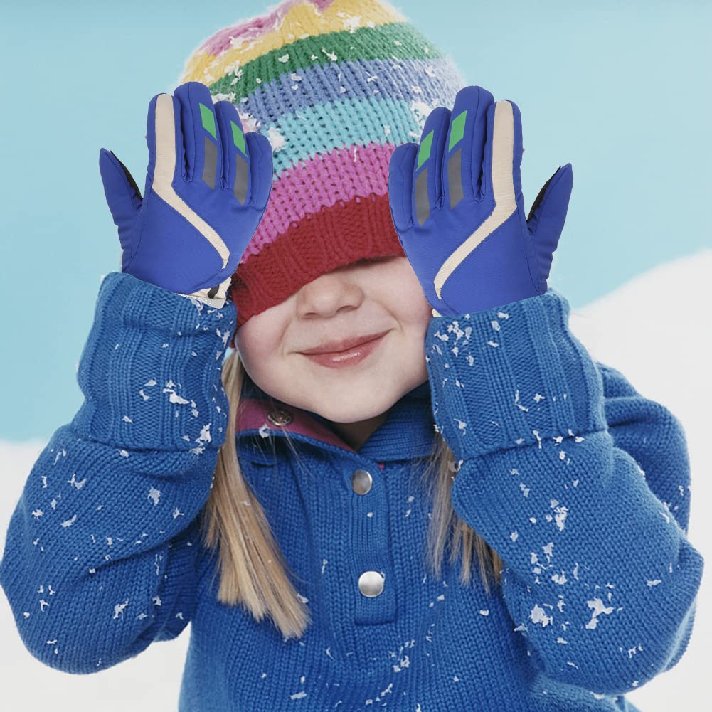 Guanti Da Sci Per Bambini 5-9 Anni - Impermeabili, Antivento Con Fodera Calda Per Neve (Rosso) - Foto 13