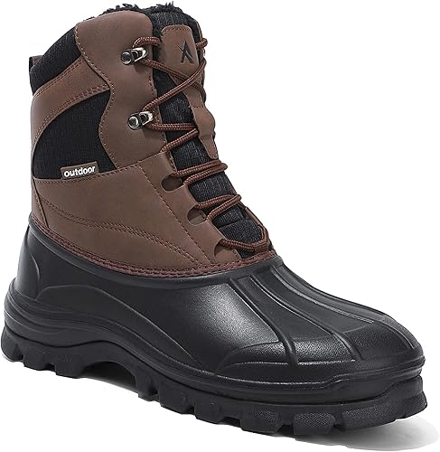 UPSOLO Mens Duck Boots Winter Snow Boot Waterproof Insulated Anti-Slip Fully Fur Lined Casual Lightweight
