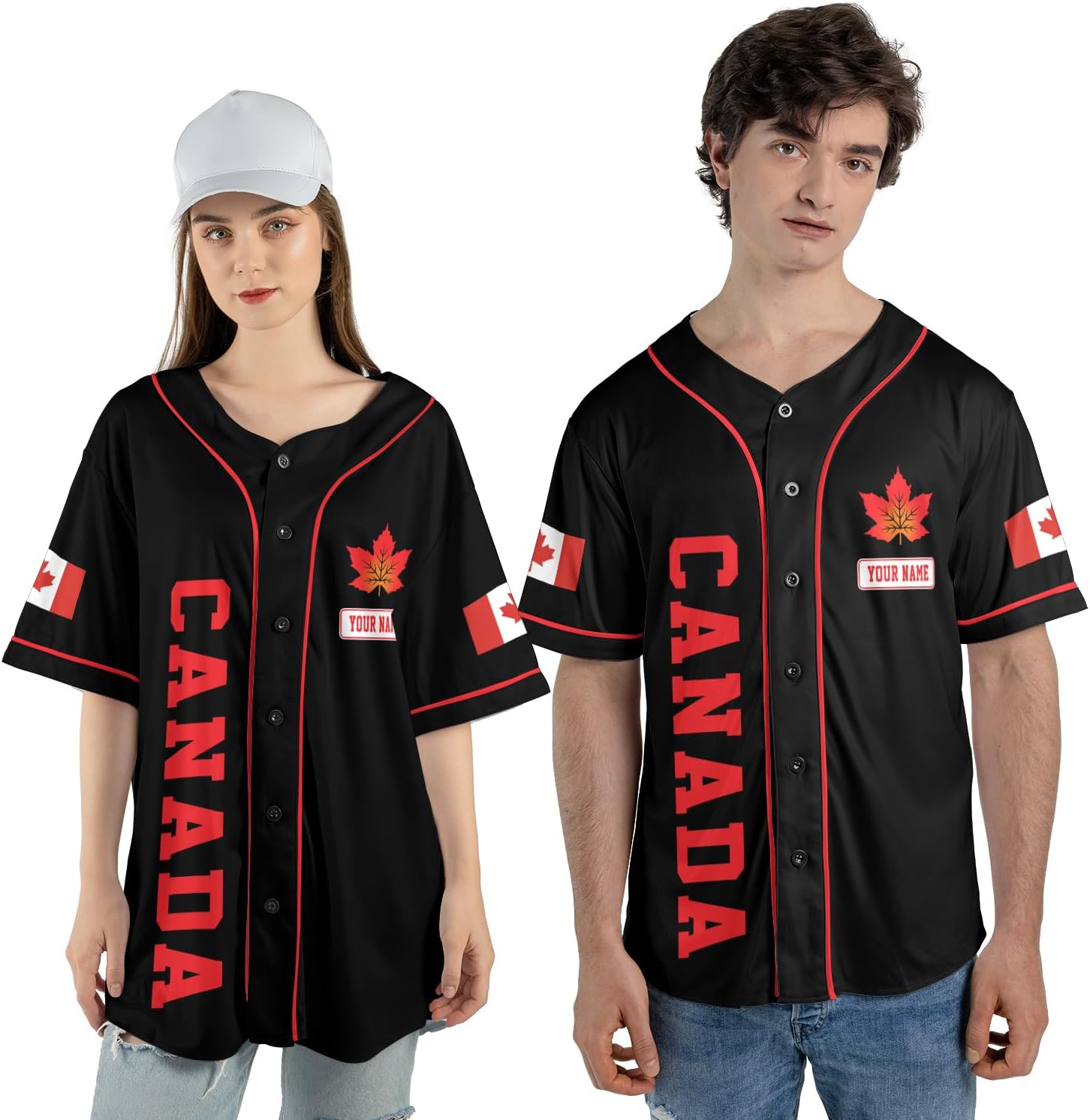 Personalized Canada Baseball Jersey Shirt Canada Pride Flag Canadian Maple Leaf Jersey Soccer for Men and Women