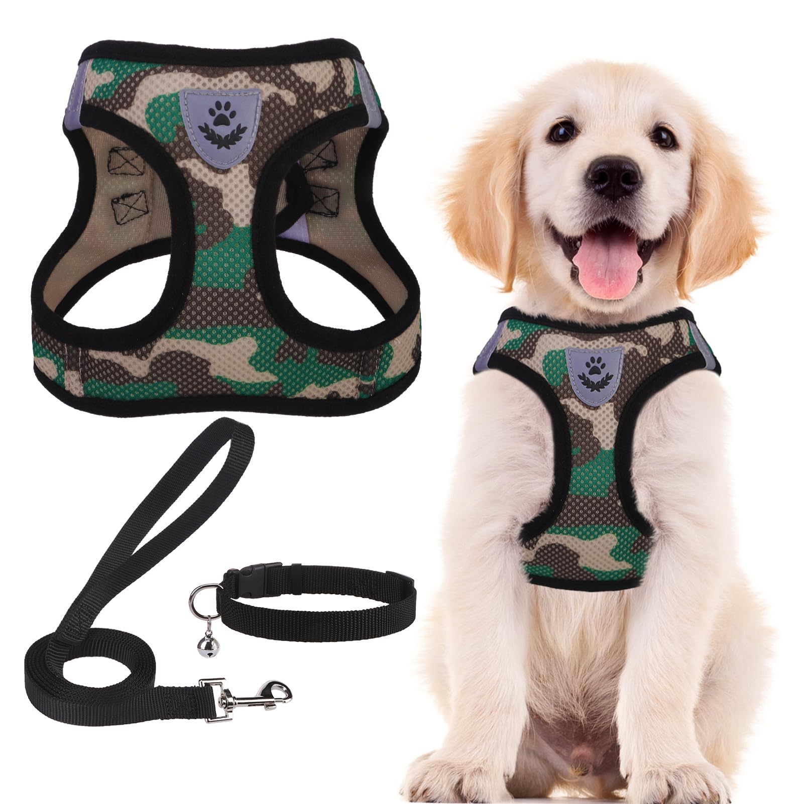 PUPTECK Dog Harness Small Dog with Collar and Lead Set Step-in No Pull Puppy Cat Harnesses for Daily Walking — image 1