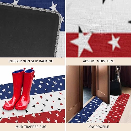 Vista 126 de Tapete de Feliz Navidad, tapete antideslizante para puerta delantera, baño, cocina, dormitorio, patio, entrada, 16 x 24 pulgadas, rojo, negro y verde