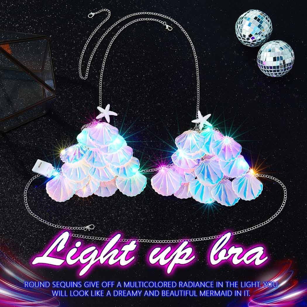 Rave Mermaid Bra Light Up Party Outfit Festival Rave Body Chain for Women