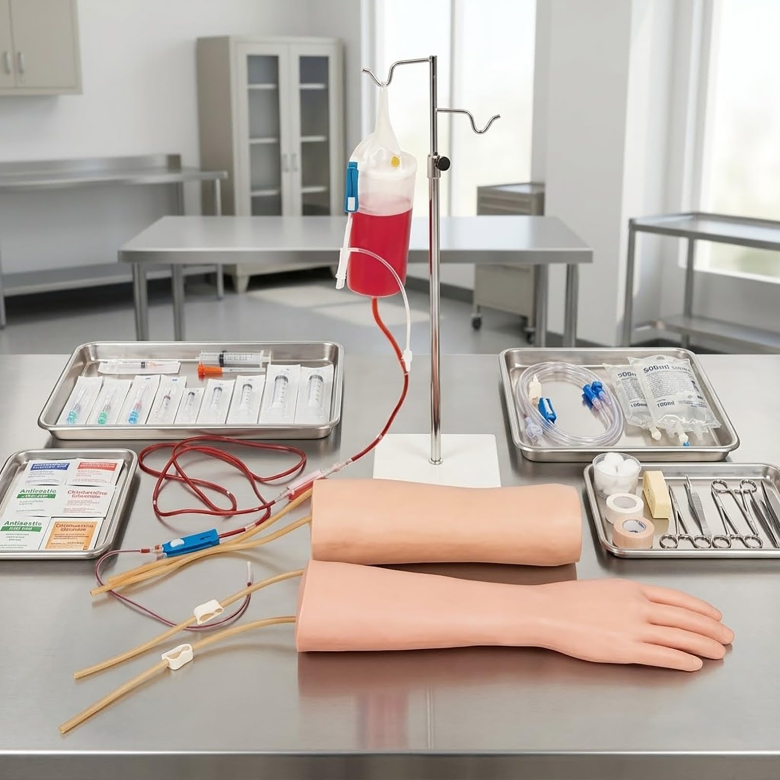 Modello di Addestramento per Fleboclisi Mano-Gomito, Kit Anatomia Umana con Valigetta Trasformabile in Banco, Regali Studente Medicina, Modello Anatomico Corpo Umano