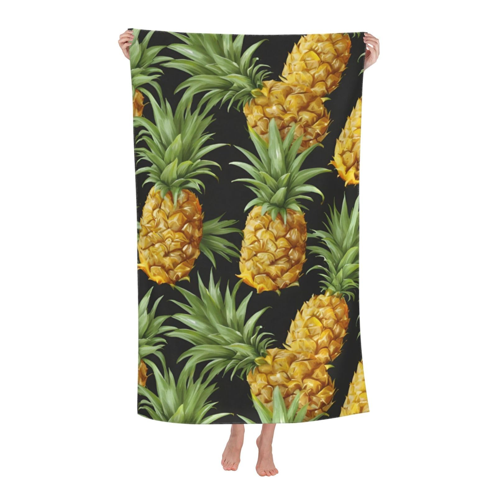 Pojknbv White Pineapple. Print Oversized Adult Beach Towel Quick-Dry Comfortable Lightweight Travel Pool Camping