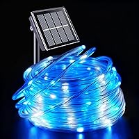 Vista 18 de YEGUO Cuerda de luz solar impermeable para exteriores, 66 pies, 200 luces LED multicolor, 8 modos de luces de tubo de Navidad en tubo fino