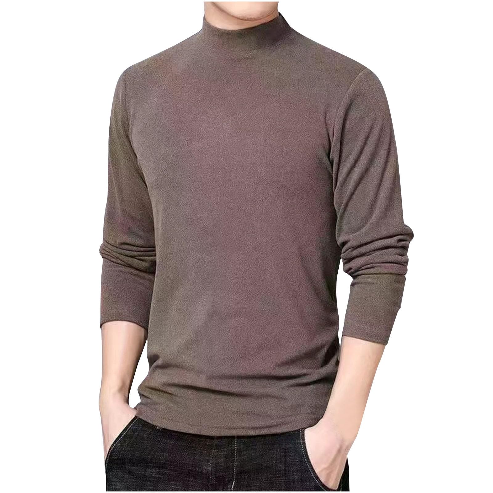 Mens Knitted Sweater Mock Neck Sweatshirts Winter Fall Long Sleeve Tops Casual Loose Fit Pullover Sweater Clothes