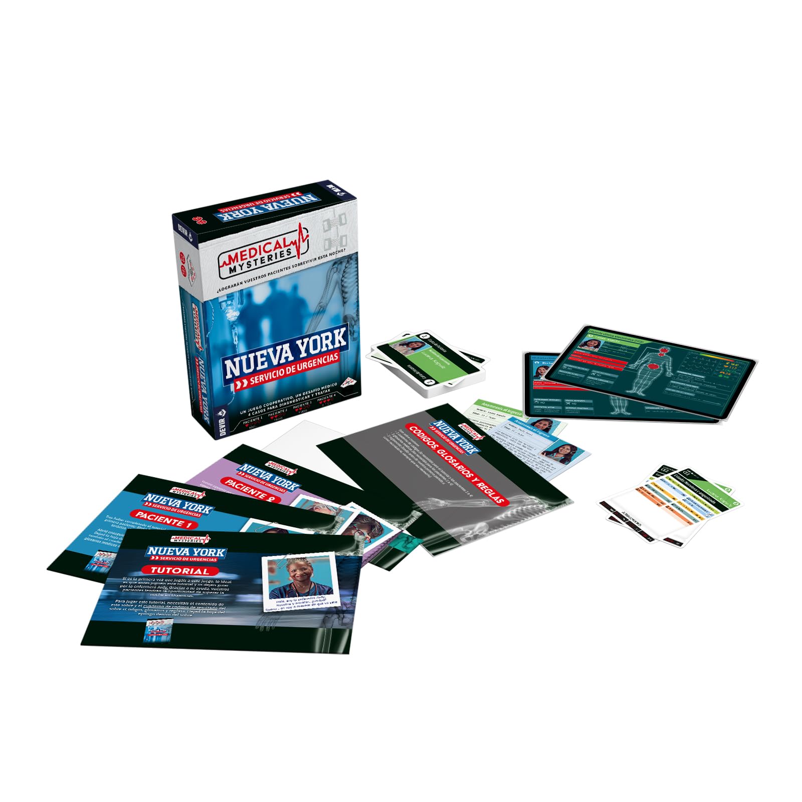 Devir - Medical Mysteries New York, Juego de Mesa de Medicina, Juego de Investigación Cooperativo y de Deducción, Scape Room (BGMMNSP)