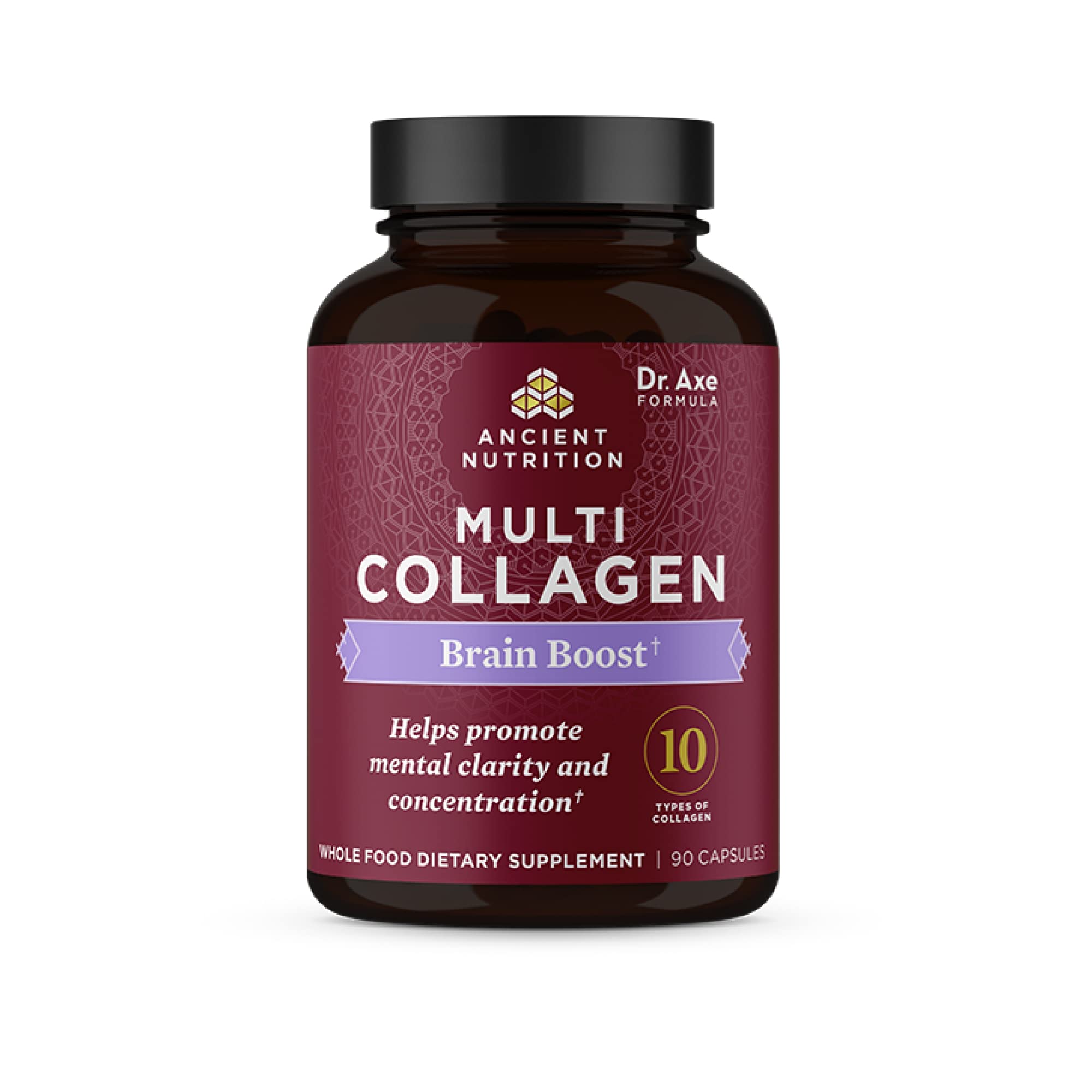 Collagen Protein Brain Boost by Ancient Nutrition, Collagen Protein Capsules Brain Supplement for St