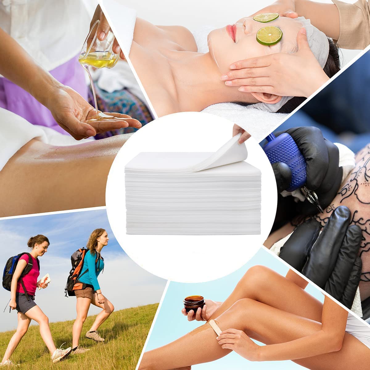 100 PCS Sábanas Desechables no Tejidas, Hojas de Cama de Transpirable y no Tapado, Para la Masaje Belleza, Tatuaje, SPA, 80 * 180cm, Blanco