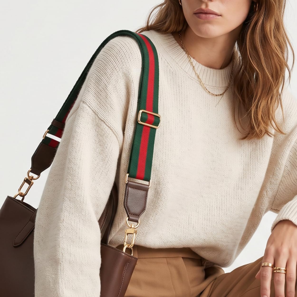 Wide Purse Strap Crossbody Replacement Strap for Handbags Adjustable Brown Leather Purse Strap