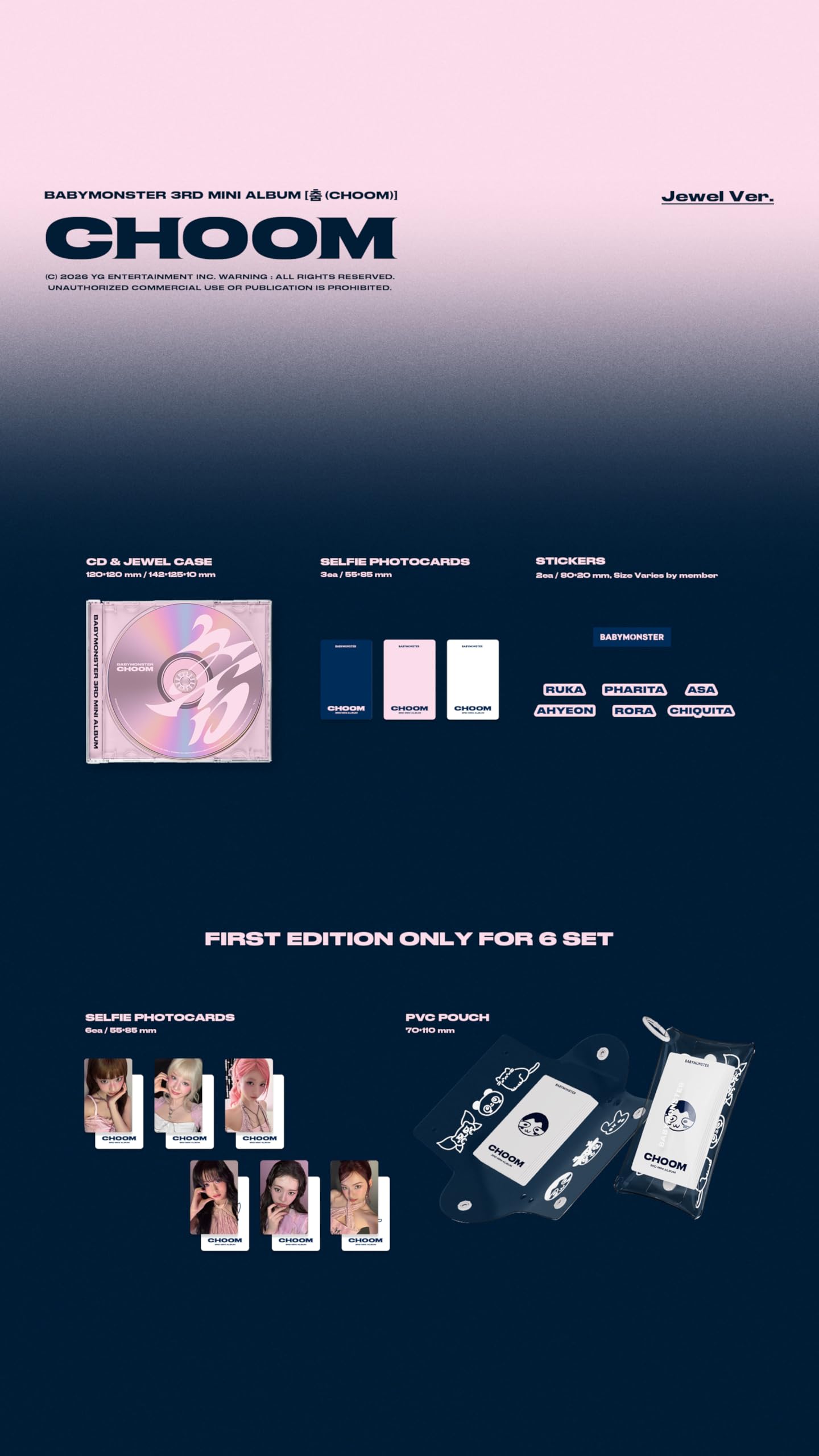 BABYMONSTER CHOOM 3ème Mini Album Lot de 2 Versions Standard + Jewel