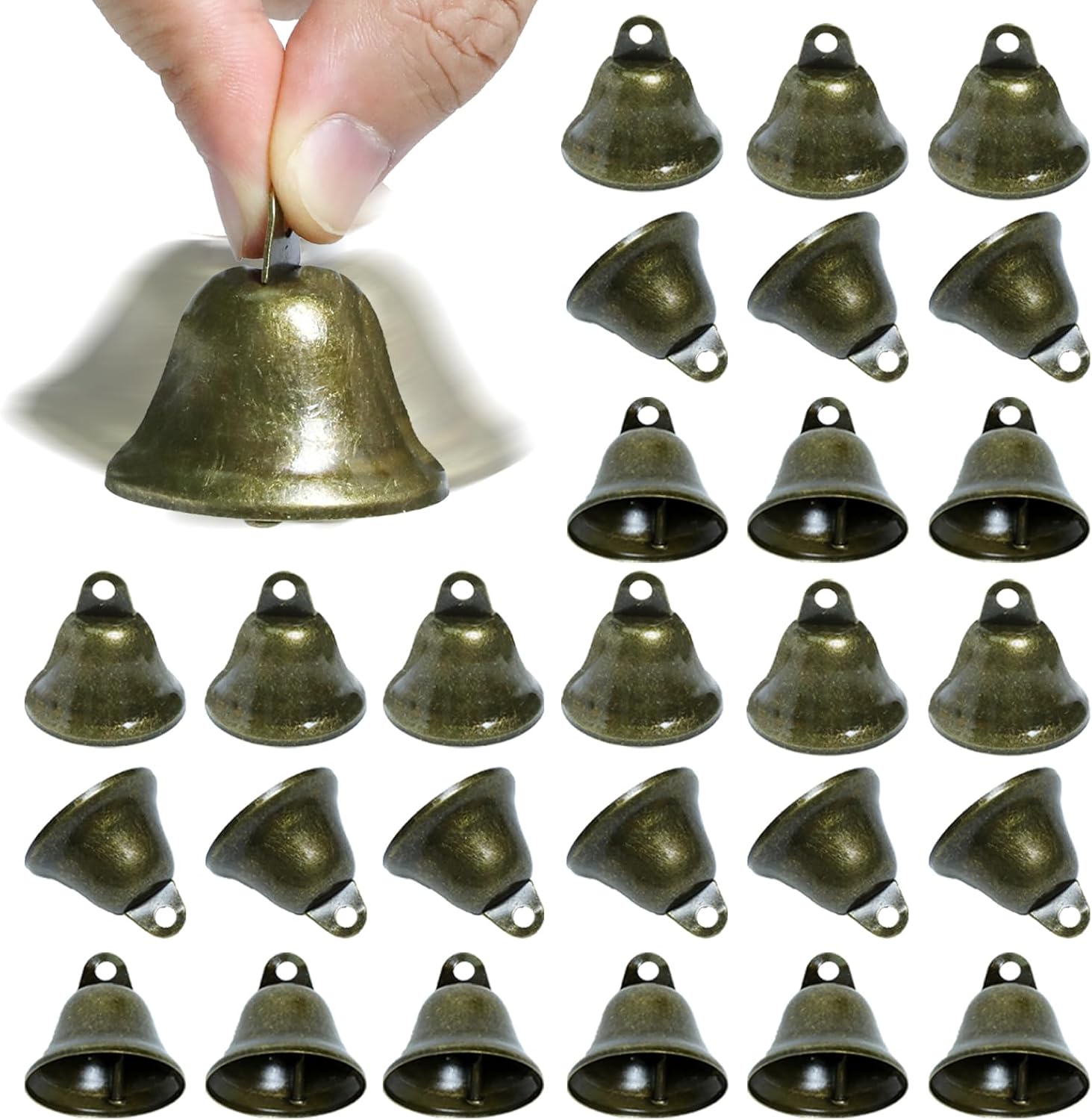 24 Pcs Craft Bells, 1.7" X 1.5" Small Brass Vintage Bells for Christmas Decoration, Wind Chimes Housebreaking Making Dog Potty Training Doorbell Wedding Decor DIY Crafts