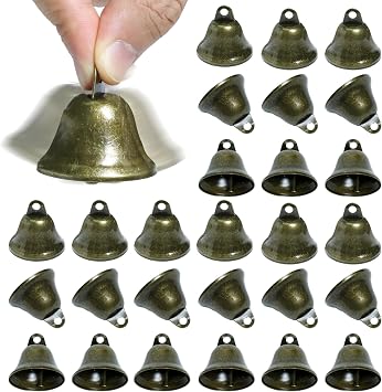 24 Pcs Craft Bells, 1.7" X 1.5" Small Brass Vintage Bells for Christmas Decoration, Wind Chimes Housebreaking Making Dog Potty Training Doorbell Wedding Decor DIY Crafts