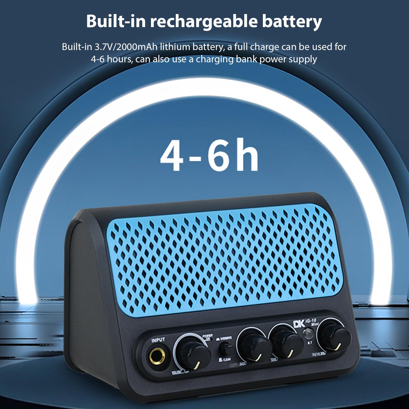 Piccolo amplificatore per chitarra elettrica portatile da 10 W, effetto riverbero pulito a 2 canali, tecnologia BT, altoparlante per chitarra con connessione per cuffie per