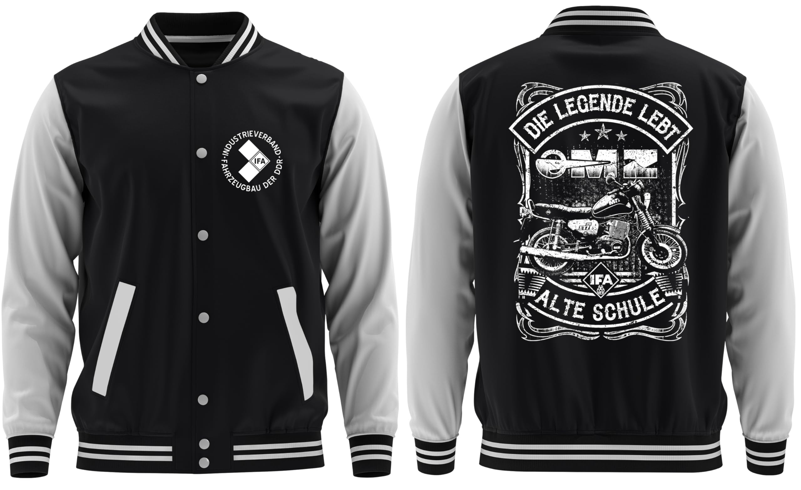 UGLYSHIRT Alte Schule MZ College Jacke | Motorrad Oldschool Design – DDR Kult Biker Ostdeutschland