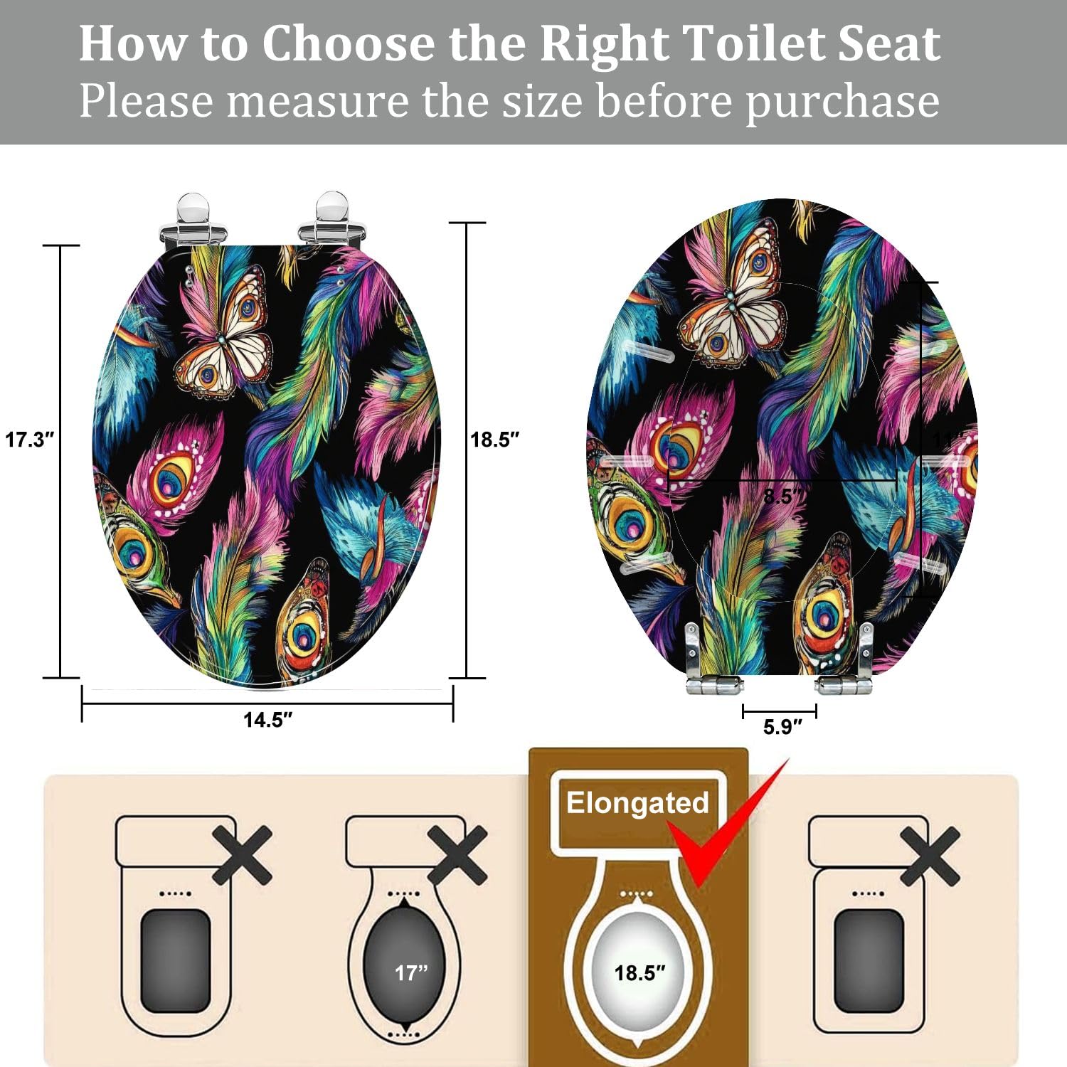 Asiento de inodoro alargado para baño